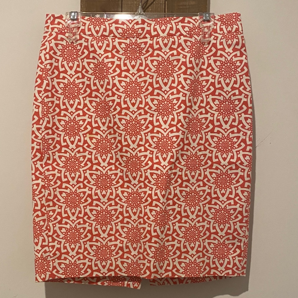 J. Crew Red and White Patterned Skirt
